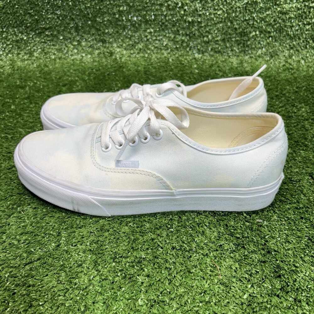 Vans Authentic Bleach Wash Ballad Blue Cloud Print Sneakers Shoes Women's Size 8